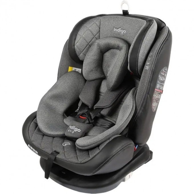 Автокресло INDIGO AERO ISOFIX ST-3 группа 0+1+2+3 0-36 кг серый лен 4657792383291