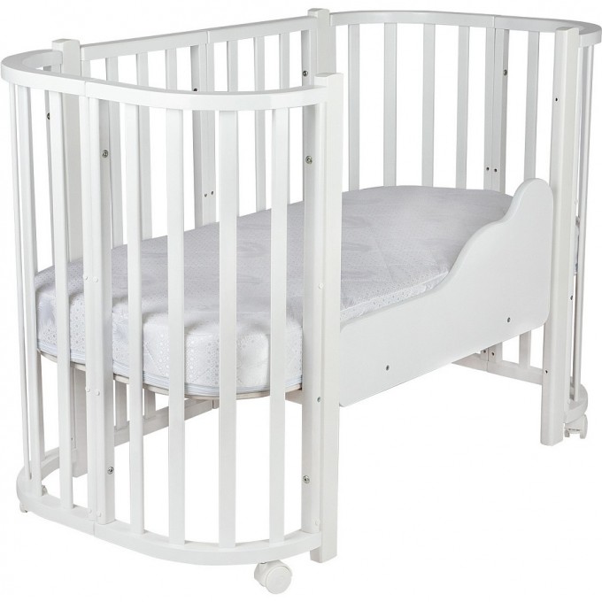 Детская кроватка INDIGO BABY LUX 3 в 1 / белый - белые стойки 4627183286173